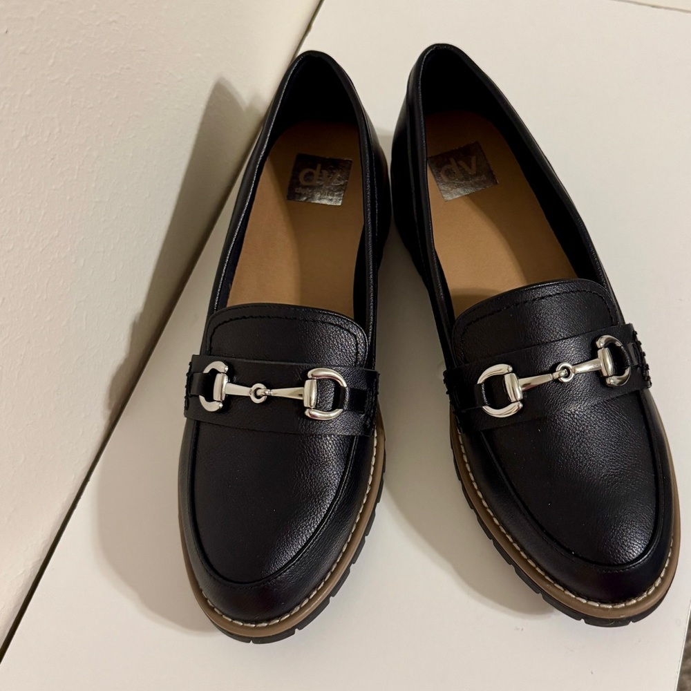 DV by Dolce Vita Black Loafers with Silver Accents